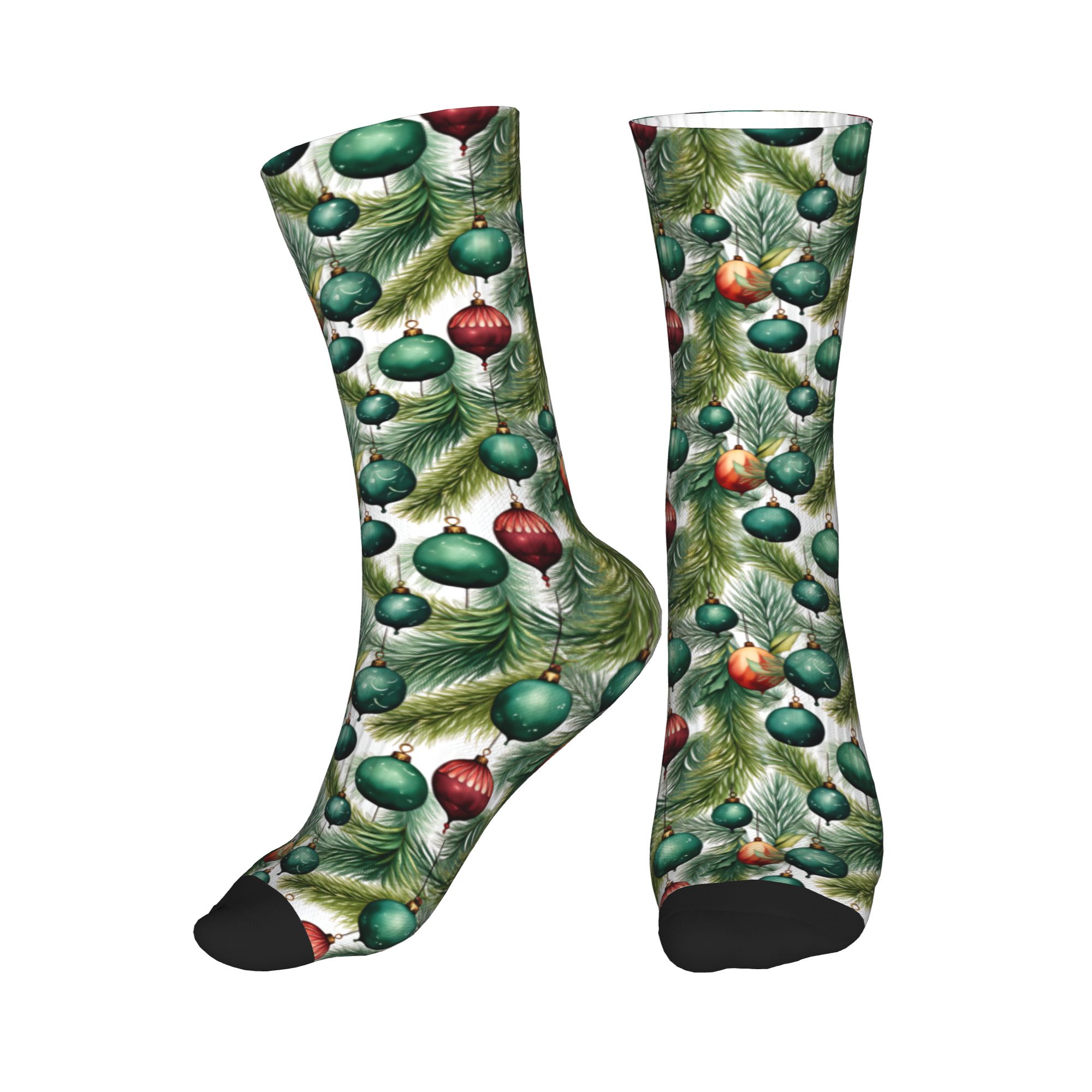 Dress Sock Men - Niedliche Herren-Socken mit Weihnachtskugel-Kiefermuster, Unisex, warme,