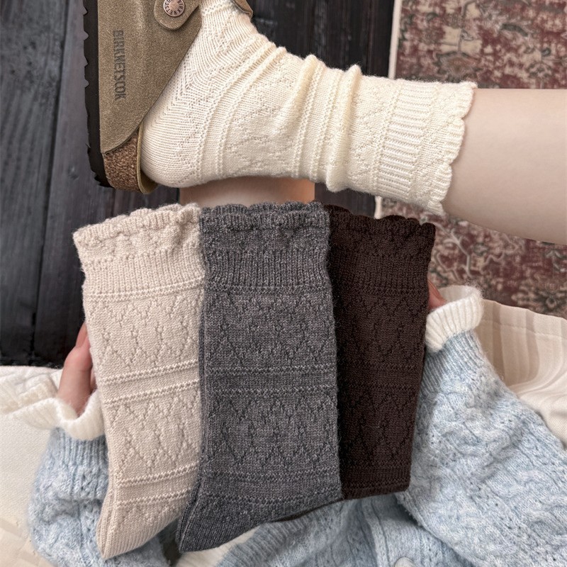 Boot Sock Slouchy - 1 Paar milchig-weiße, knöchellange Stiefelsocken mit