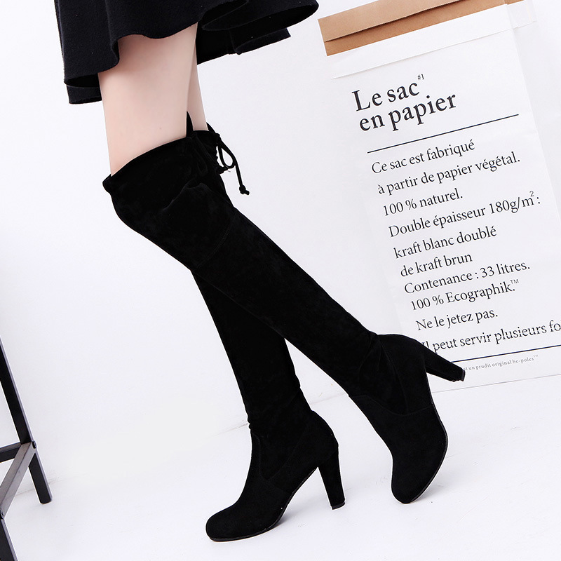 No Show Sock Women - Damenstiefel, Stretchstoff, Overknee-Stiefel, Slip-on-Plateau, lange Stiefel,