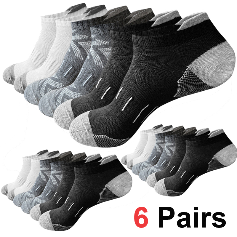 Athletic Sock Cushion - 6 Paar Herren-Söckchen mit Pfeilmuster, atmungsaktiv,