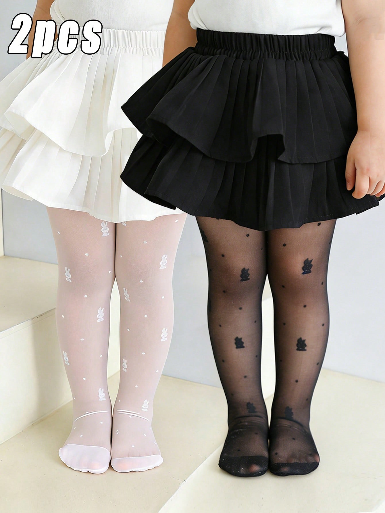 Tights Pantyhose Sheer - 2er-Pack Strumpfhosen mit Hasenmuster für Kleinkinder,