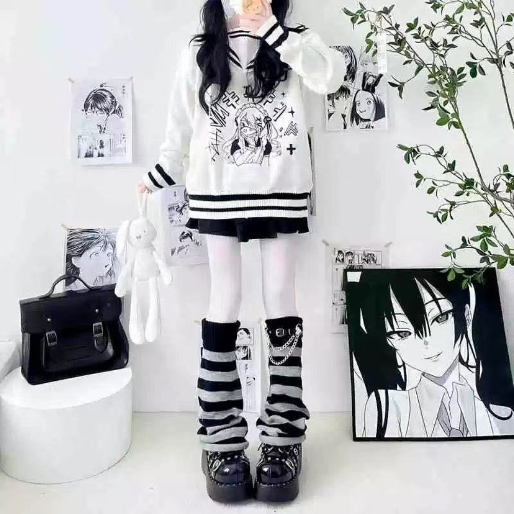 Boot Sock Slouchy - Japanischer Harajuku-Stil Gestrickte Beinwärmer, Lässige Gestrickte