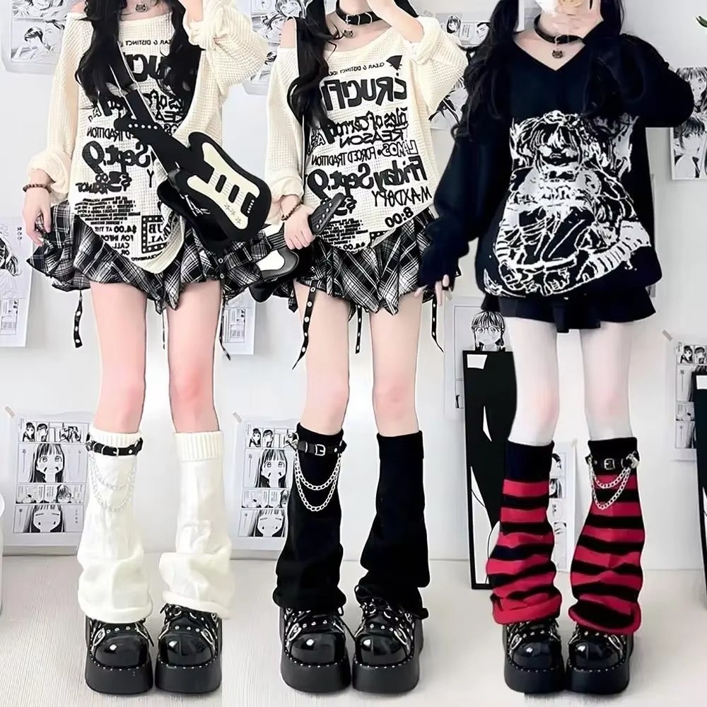 Gothic Harajuku Strick-Beinwär – Boot Sock Slouchy Bewertung und Preis