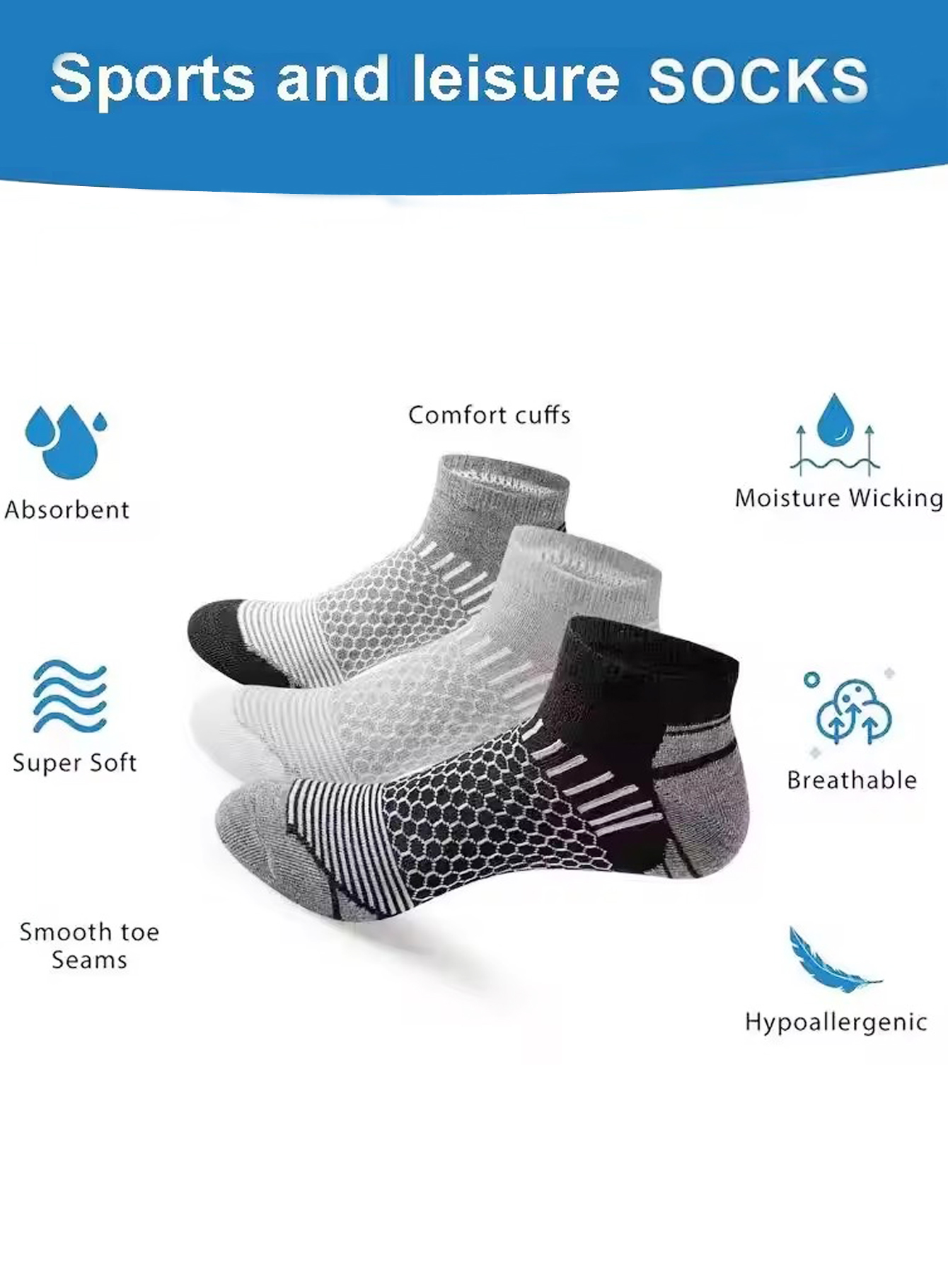 6 Paar Herren-Socken mit Waben – Ankle Sock Low Cut Bewertung und Preis